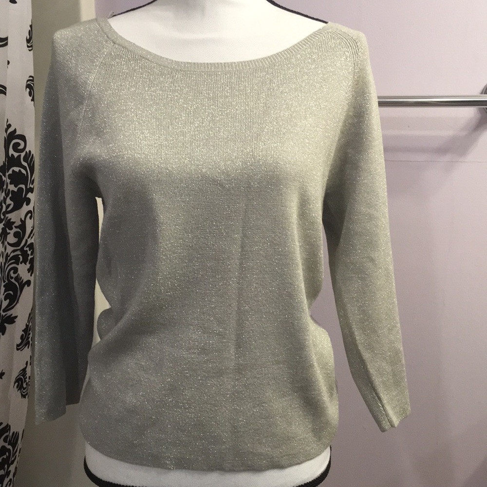 Classy silver Holiday sweater w/ shimmer